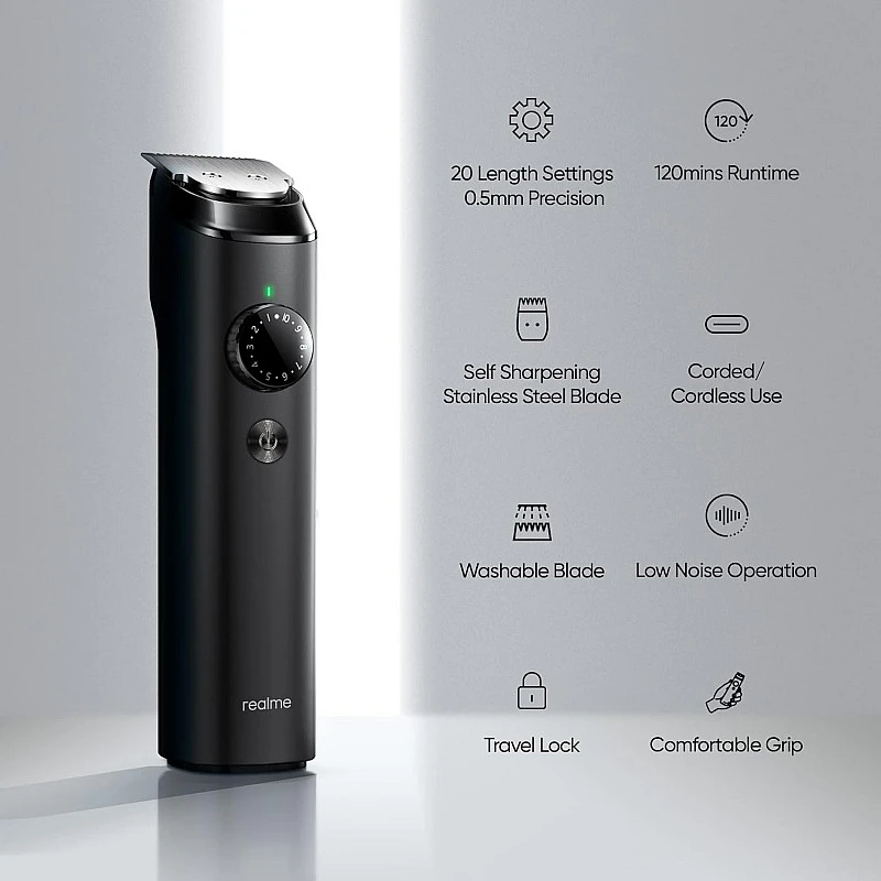 realme Trimmer (Cordless) with 20 and 40 Length Settings, Black Trimmer realme Trimmer (Cordless) with 20 and 40 Length Settings, Black Trimmer