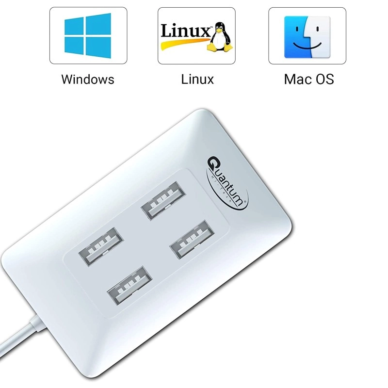 Quantum QHM6633 4-Port Hi-Speed USB Hub with 480 Mbps Speed (Multicolor) Quantum QHM6633 4-Port Hi-Speed USB Hub with 480 Mbps Speed (Multicolor)