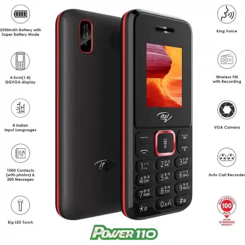 Itel Power 110 Keypad Mobile Black 