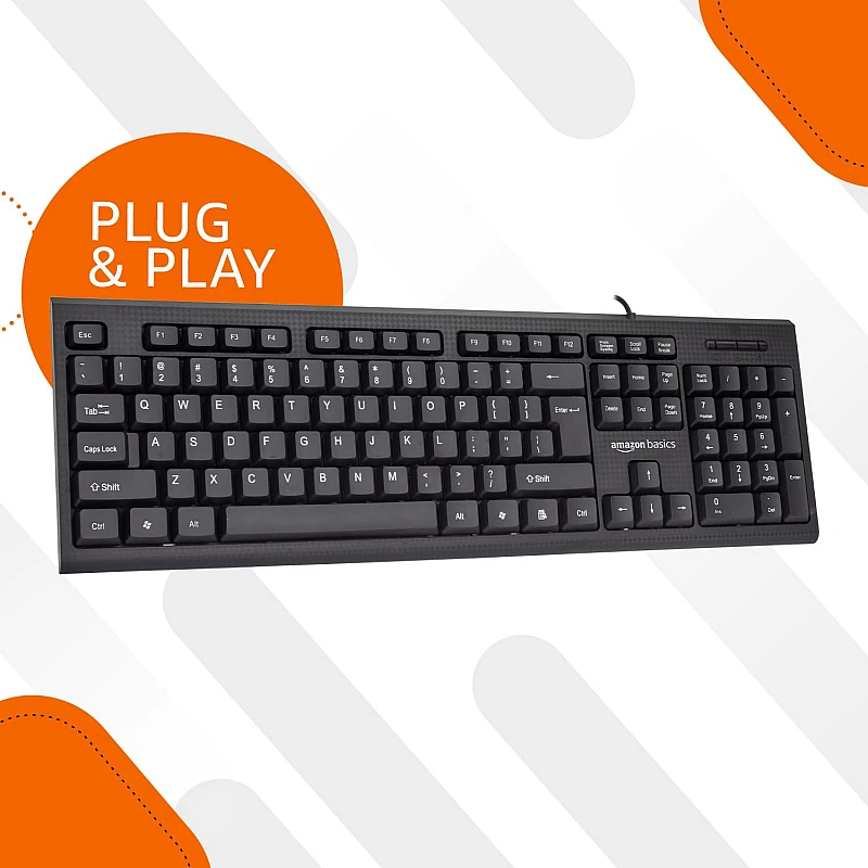 amazon basics Wired Multimedia Keyboard with 107 Keys, USB 2.0 Interface, for Gaming Pc, Computer, Laptop, Mac Black amazon basics Wired Multimedia Keyboard with 107 Keys, USB 2.0 Interface, for Gaming Pc, Computer, Laptop, Mac Black