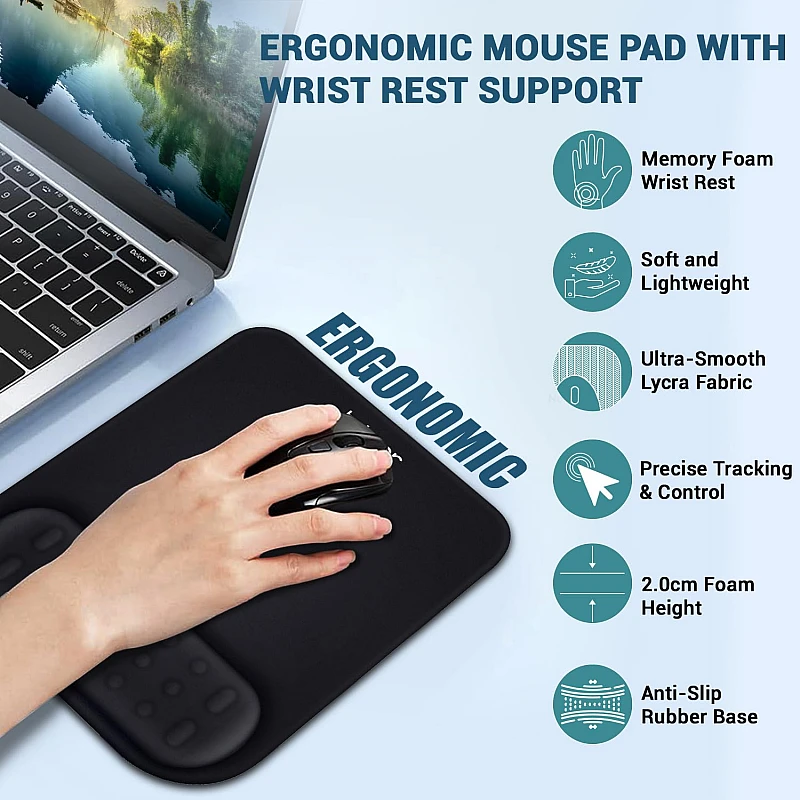 Tukzer Gel Mouse Pad Wrist Rest Memory-Foam Ergonomic Mousepad Tukzer Gel Mouse Pad Wrist Rest Memory-Foam Ergonomic Mousepad