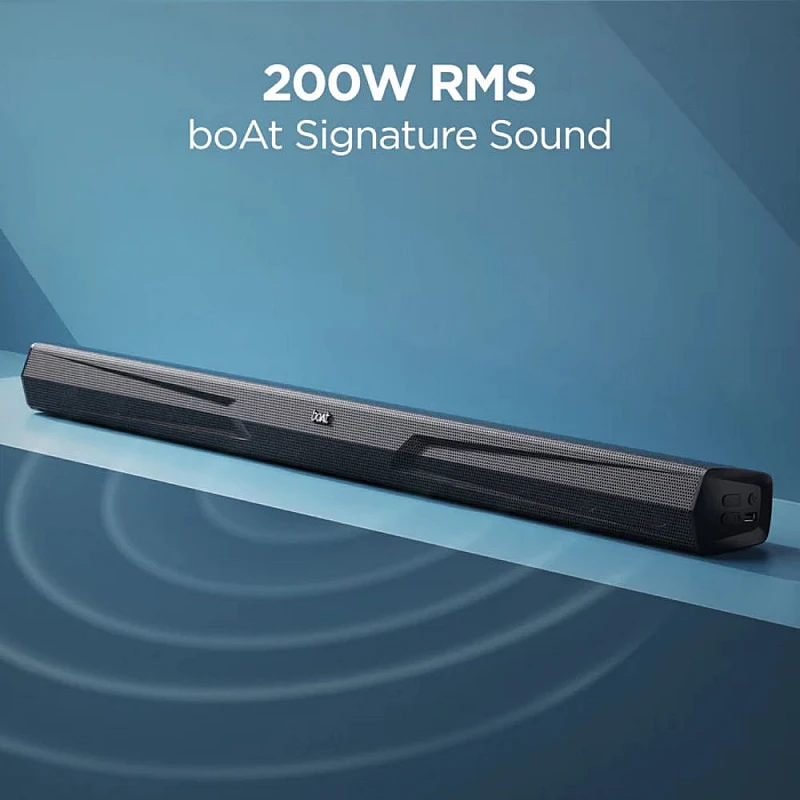 boAt Aavante Bar Quake with 2.1 Channel with Wired Subwoofer, 200W RMS boAt Signature Sound (Midnight Black) boAt Aavante Bar Quake with 2.1 Channel with Wired Subwoofer, 200W RMS boAt Signature Sound (Midnight Black)