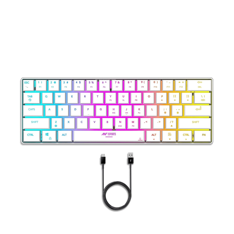 Ant Esports MK1500 Mini 60% Pro RGB Wireless Gaming Keyboard White Ant Esports MK1500 Mini 60% Pro RGB Wireless Gaming Keyboard White