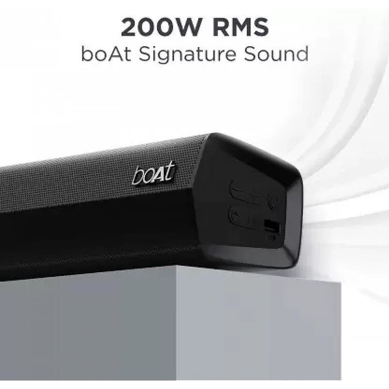 boAt Aavante Bar Thump with Wired Subwoofer, RMS 200 W Bluetooth Soundbar (Carbon Black, 2.1 Channel) boAt Aavante Bar Thump with Wired Subwoofer, RMS 200 W Bluetooth Soundbar (Carbon Black, 2.1 Channel)