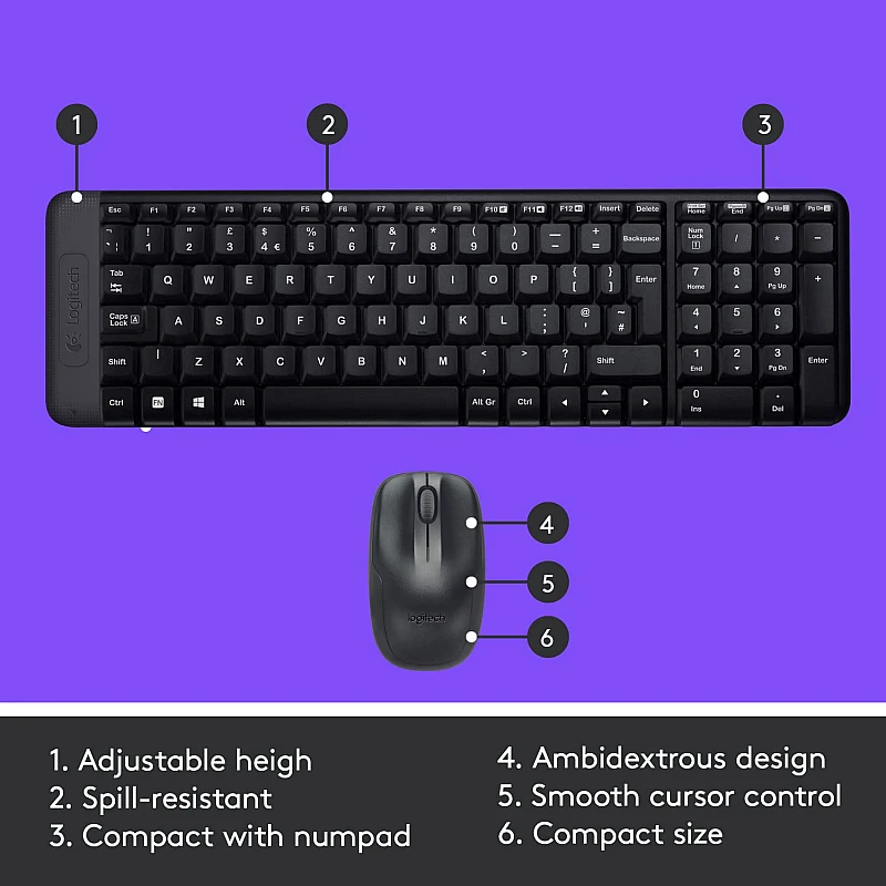 Logitech MK215 Wireless Keyboard and Mouse Combo for Windows, 2.4 GHz Wireless Black Logitech MK215 Wireless Keyboard and Mouse Combo for Windows, 2.4 GHz Wireless Black