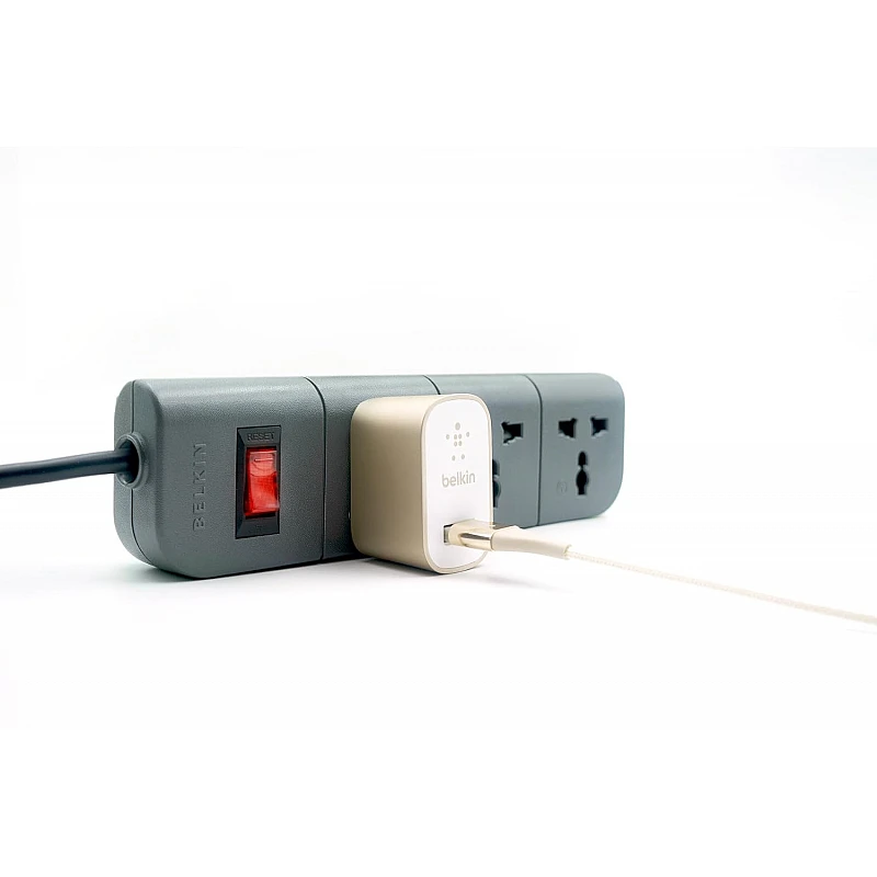 Belkin Essential Series 3-Socket Surge Protector Universal Socket with 5ft Heavy Duty Cable (Grey) Belkin Essential Series 3-Socket Surge Protector Universal Socket with 5ft Heavy Duty Cable (Grey)