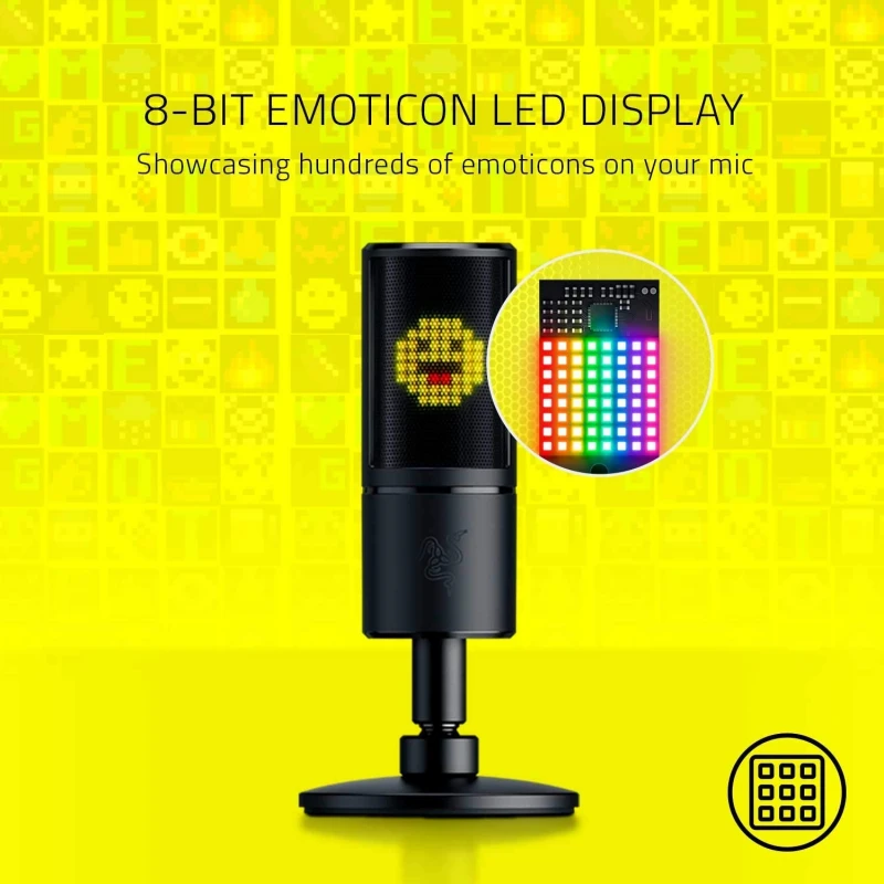 Razer Seiren Emote Streaming Microphone 8-Bit Emoticon LED Display Razer Seiren Emote Streaming Microphone 8-Bit Emoticon LED Display