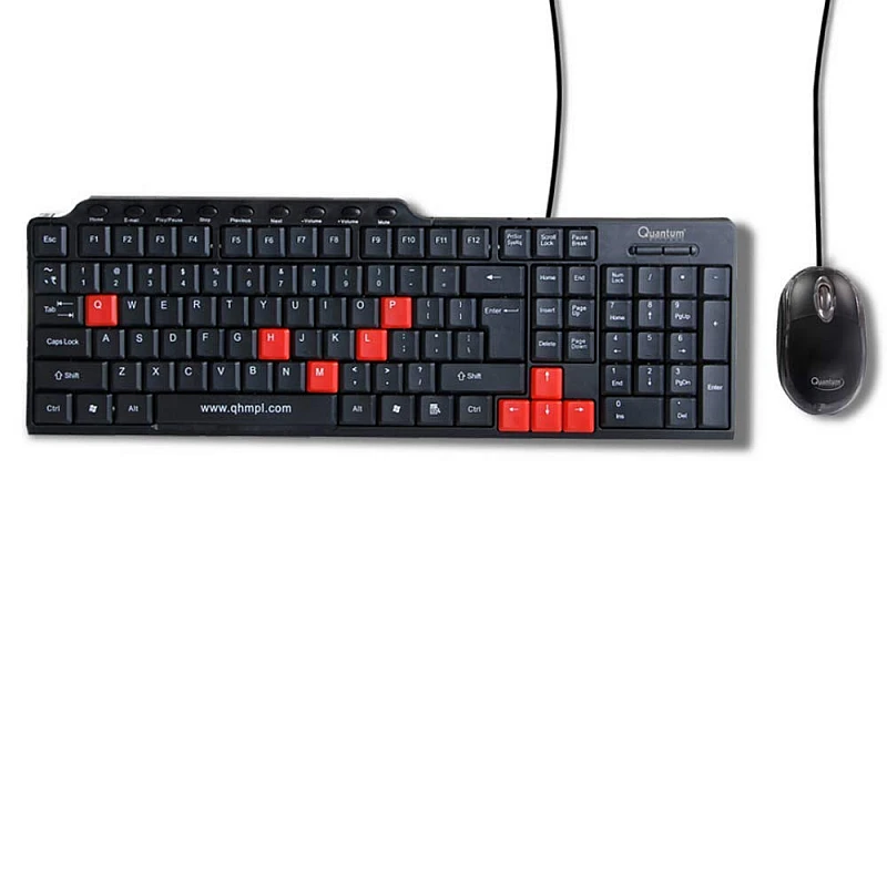 QUANTUM QHM8810 Spill-Resistant Wired Keyboard and Mouse Combo (Black) QUANTUM QHM8810 Spill-Resistant Wired Keyboard and Mouse Combo (Black)