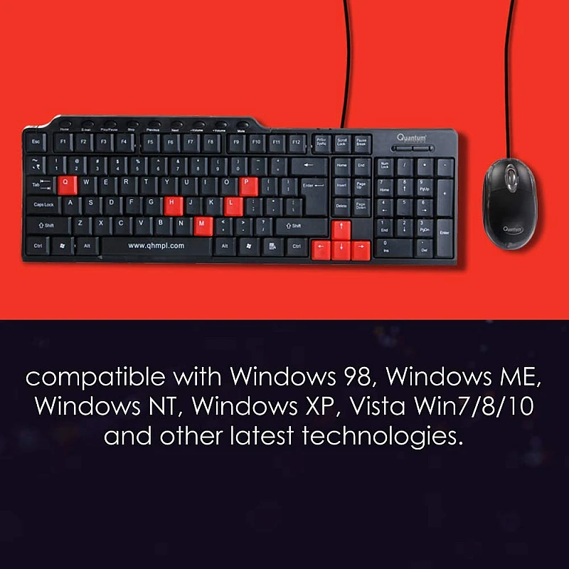 QUANTUM QHM8810 Spill-Resistant Wired Keyboard and Mouse Combo (Black) QUANTUM QHM8810 Spill-Resistant Wired Keyboard and Mouse Combo (Black)