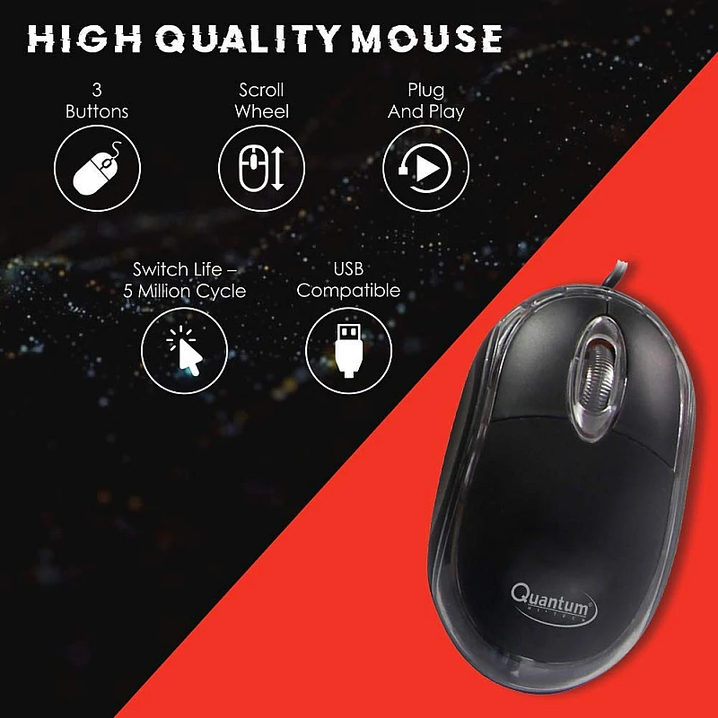 QUANTUM QHM8810 Spill-Resistant Wired Keyboard and Mouse Combo (Black) QUANTUM QHM8810 Spill-Resistant Wired Keyboard and Mouse Combo (Black)