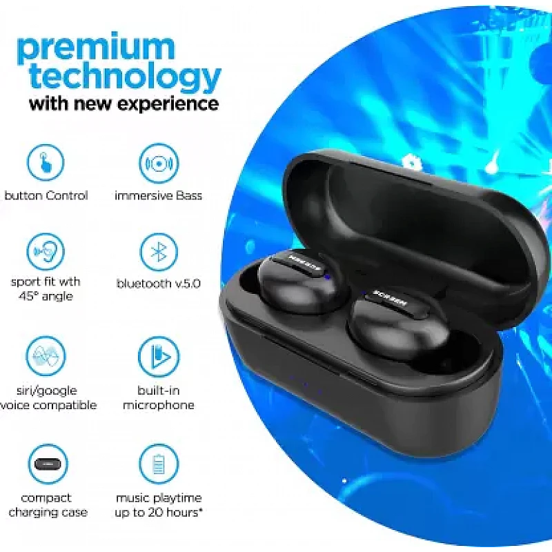 Screem Ibeza 3 Bluetooth Headset (Black, True Wireless) Screem Ibeza 3 Bluetooth Headset (Black, True Wireless)