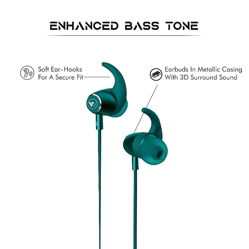 Wings Elevate, Smooth Silicon Neckband, Bluetooth 5.0 Wireless in Ear Earphones with Mic Teal Wings Elevate, Smooth Silicon Neckband, Bluetooth 5.0 Wireless in Ear Earphones with Mic Teal