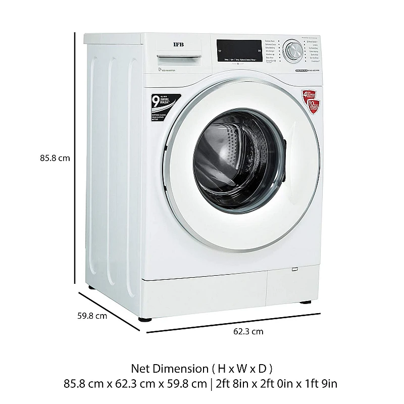 IFB 8.5 kg 5 Star Fully-Automatic Front Loading Washing Machine EXECUTIVE PLUS VX ID, White, In-Built Heater, 4D Wash technology IFB 8.5 kg 5 Star Fully-Automatic Front Loading Washing Machine EXECUTIVE PLUS VX ID, White, In-Built Heater, 4D Wash technology