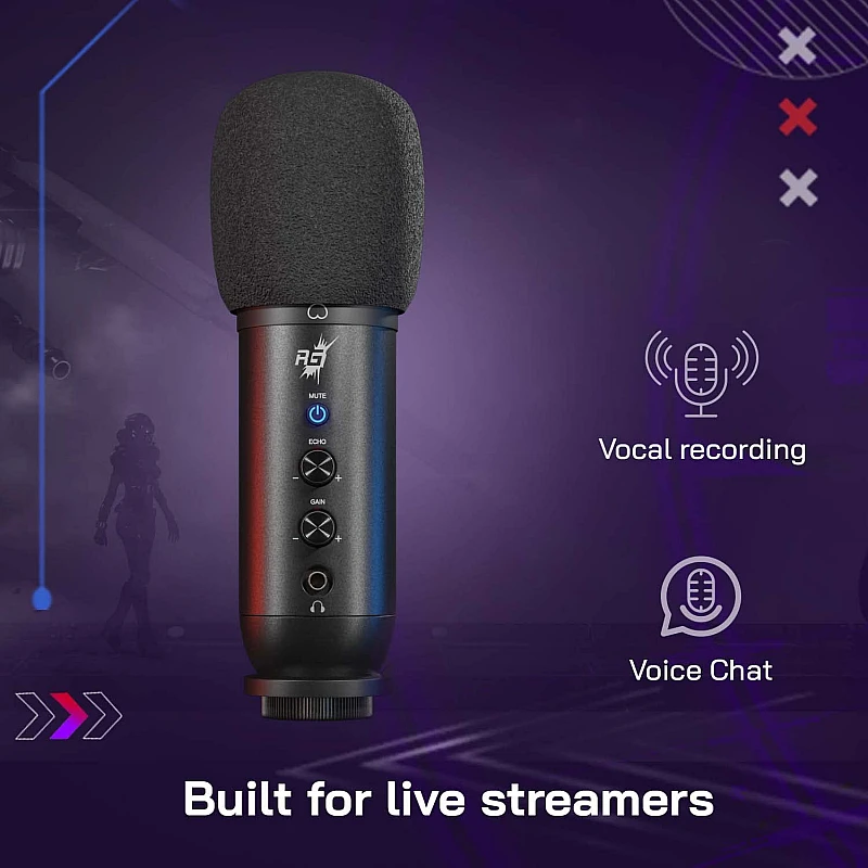 Redgear Shadow Vox Gaming Microphone with RGB Lighting, Adjustable Tripod and Echo and gain Control Redgear Shadow Vox Gaming Microphone with RGB Lighting, Adjustable Tripod and Echo and gain Control