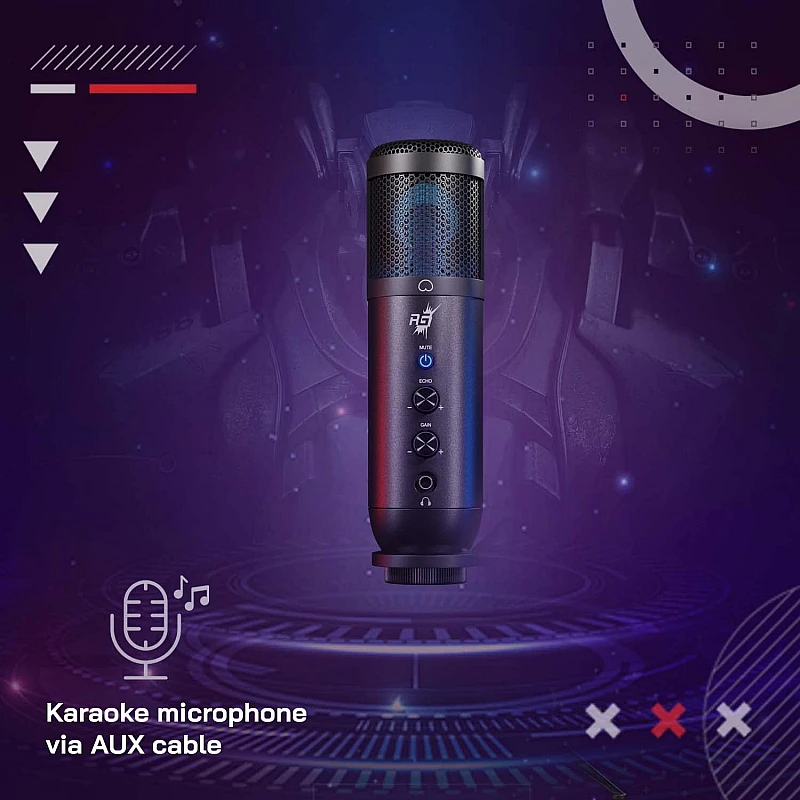 Redgear Shadow Vox Gaming Microphone with RGB Lighting, Adjustable Tripod and Echo and gain Control Redgear Shadow Vox Gaming Microphone with RGB Lighting, Adjustable Tripod and Echo and gain Control