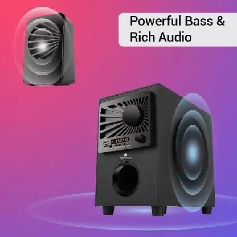 Zebronics Zeb-Sunshine 4.1 Multimedia Speaker with Bluetooth Supporting,USB,mSD,AUX,FM and Remote Control-(Black) Zebronics Zeb-Sunshine 4.1 Multimedia Speaker with Bluetooth Supporting,USB,mSD,AUX,FM and Remote Control-(Black)