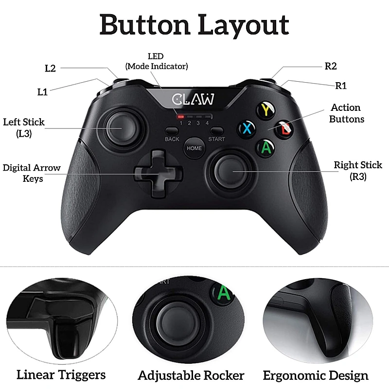 Claw shoot wireless 2.4ghz usb gamepad controller for pc supports windows xp/7/8/10 with rubberized textured grip and dual vibration motors Claw shoot wireless 2.4ghz usb gamepad controller for pc supports windows xp/7/8/10 with rubberized textured grip and dual vibration motors