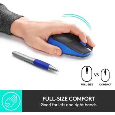 Logitech M190 Wireless Mouse ,Full Size Ambidextrous Curve Design (Blue)