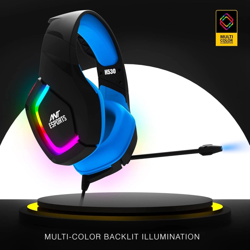Ant Esports H530 Multi-Platform Pro RGB LED Wired Gaming Headset (Black - Blue ) Ant Esports H530 Multi-Platform Pro RGB LED Wired Gaming Headset (Black - Blue )