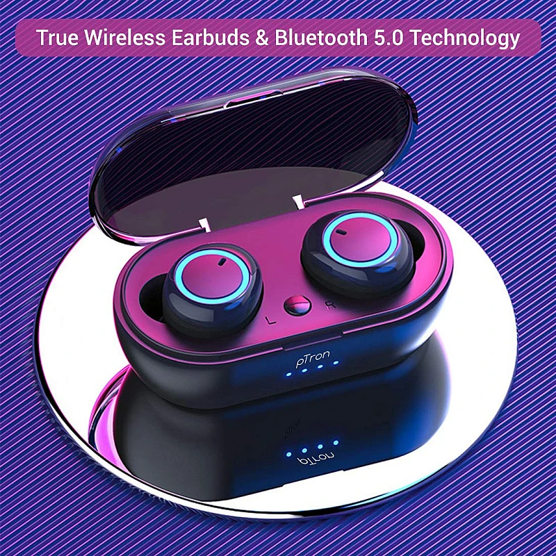 PTron Hands-free Bassbuds True Wireless Earphones TWS, Bluetooth 5.0, Hi-Fi Sound PTron Hands-free Bassbuds True Wireless Earphones TWS, Bluetooth 5.0, Hi-Fi Sound