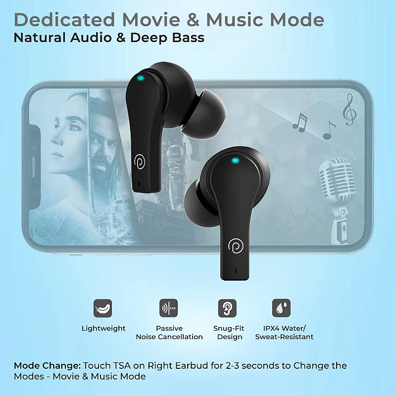 pTron Bassbuds Tango ENC Bluetooth Truly Wireless in Ear Earbuds with mic (Black) pTron Bassbuds Tango ENC Bluetooth Truly Wireless in Ear Earbuds with mic (Black)