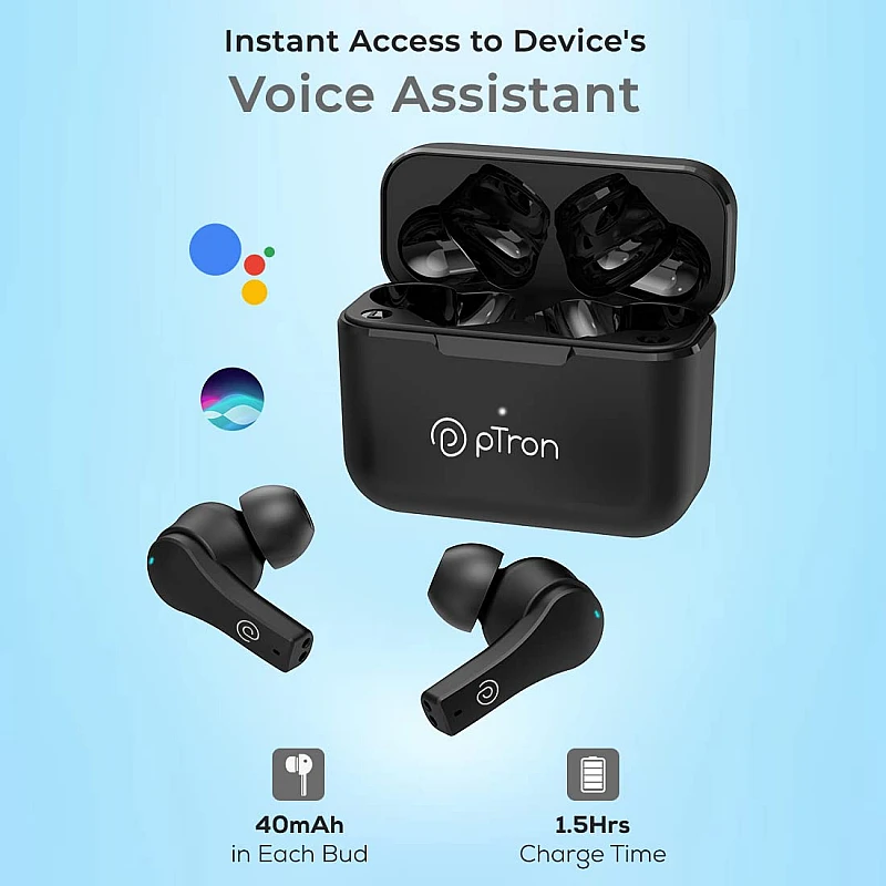 pTron Bassbuds Tango ENC Bluetooth Truly Wireless in Ear Earbuds with mic (Black) pTron Bassbuds Tango ENC Bluetooth Truly Wireless in Ear Earbuds with mic (Black)