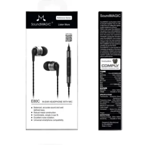 SoundMagic E80C in Ear Isolating Earphones with Microphone  Black (Gunmetal)