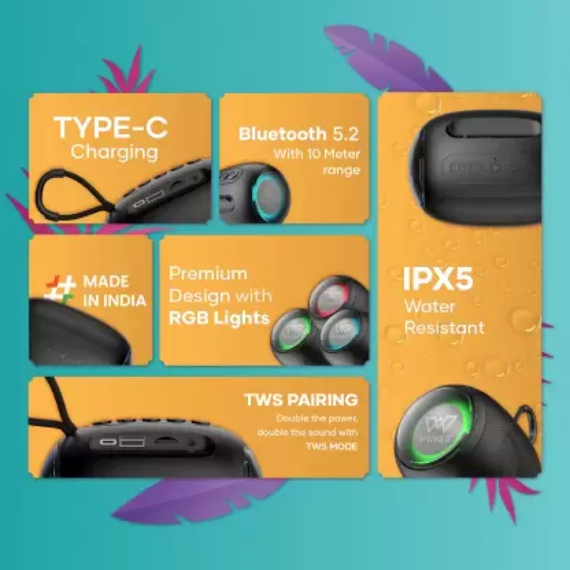 WINGS Upbeat 201 Made In India, BT 5.2,20 Hrs Playtime, With Mic 5 W Bluetooth Speaker (Black, Mono Channel) WINGS Upbeat 201 Made In India, BT 5.2,20 Hrs Playtime, With Mic 5 W Bluetooth Speaker (Black, Mono Channel)