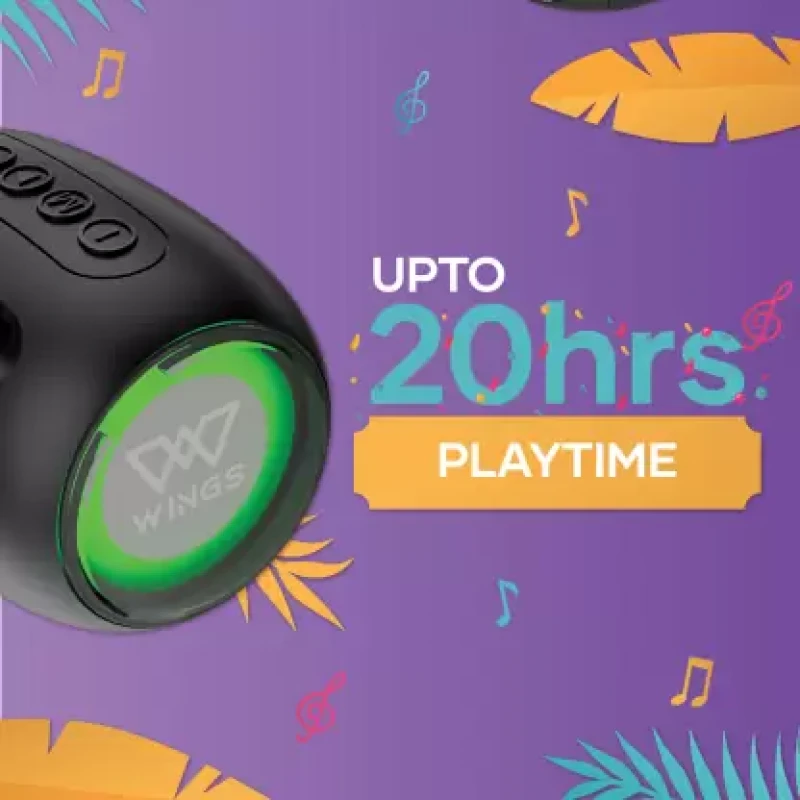 WINGS Upbeat 201 Made In India, BT 5.2,20 Hrs Playtime, With Mic 5 W Bluetooth Speaker (Black, Mono Channel) WINGS Upbeat 201 Made In India, BT 5.2,20 Hrs Playtime, With Mic 5 W Bluetooth Speaker (Black, Mono Channel)