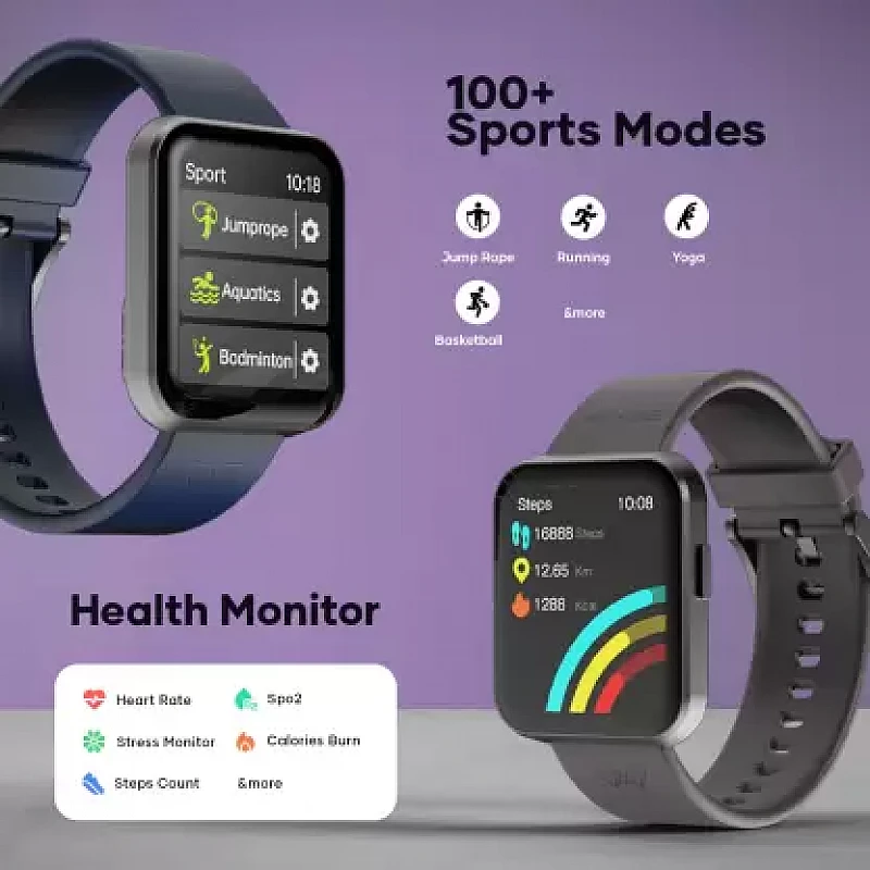 Wings Meta Smartwatch, 1.85" HD IPS Display, BT 5.3 Single Chip Calling 100+ Sport Modes Black Wings Meta Smartwatch, 1.85" HD IPS Display, BT 5.3 Single Chip Calling 100+ Sport Modes Black