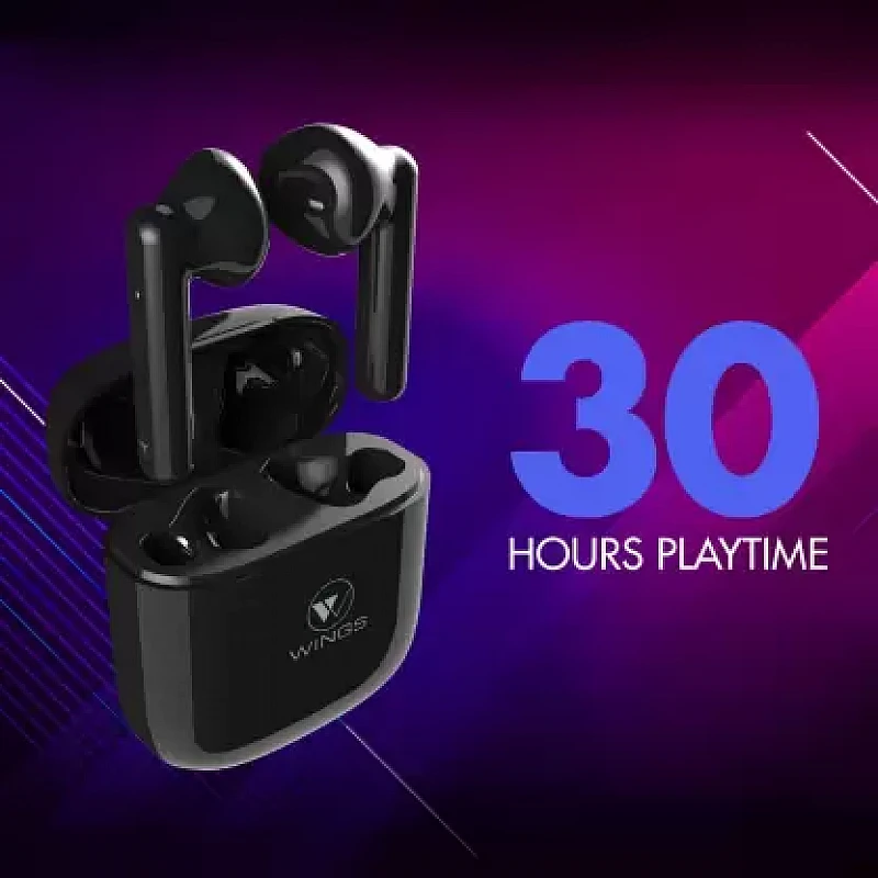 WINGS Bass Drops 101 with Environmental Noise Cancellation, 30 hours Playtime Bluetooth Headset (Black, True Wireless) WINGS Bass Drops 101 with Environmental Noise Cancellation, 30 hours Playtime Bluetooth Headset (Black, True Wireless)