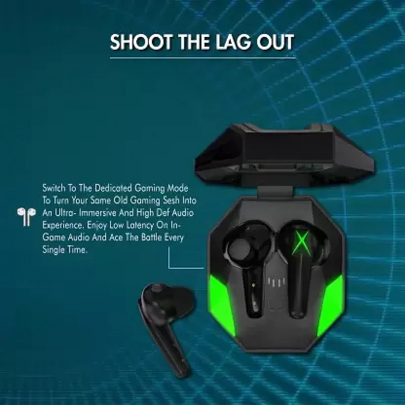 WINGS X-Fire with 25 Hrs playtime Bluetooth5.3, 50ms low latency game mode Bluetooth Gaming Headset (Black, True Wireless) WINGS X-Fire with 25 Hrs playtime Bluetooth5.3, 50ms low latency game mode Bluetooth Gaming Headset (Black, True Wireless)