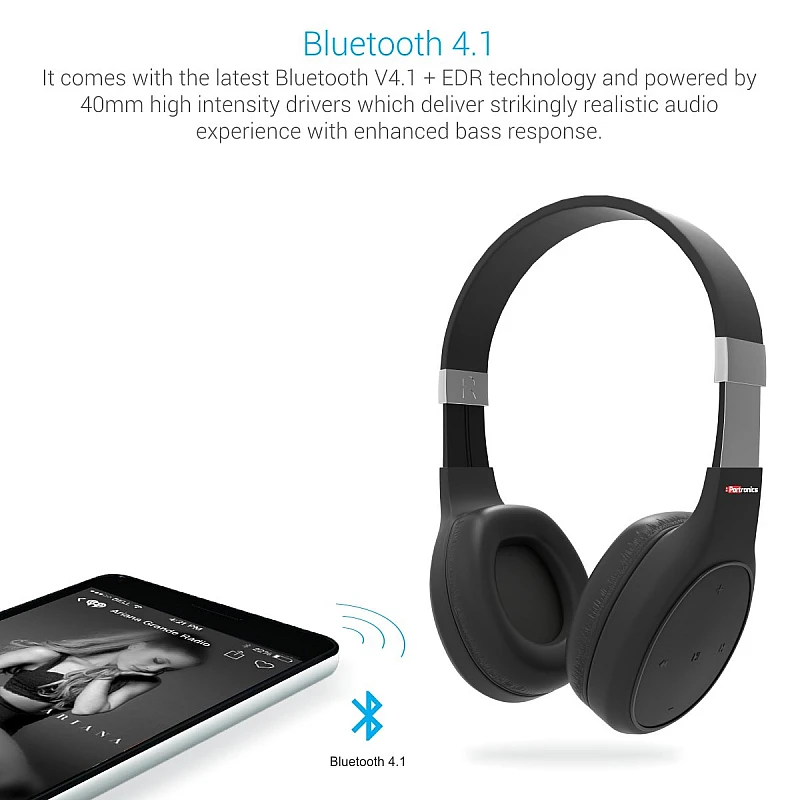 Portronics POR-762 Muffs Plus Wireless Bluetooth Headphone with AUX Port (Black) Portronics POR-762 Muffs Plus Wireless Bluetooth Headphone with AUX Port (Black)