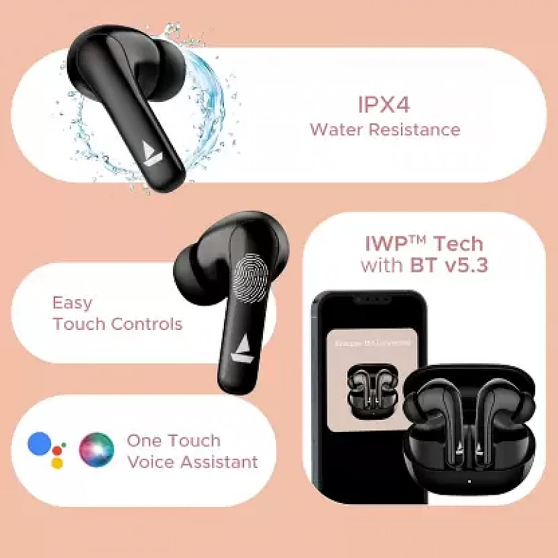 boAt Airdopes 155 40 hrs Playtime,In-Ear Detection,Quad Mics ENx Tech,ASAP Charge Bluetooth Headset (Active Black, True Wireless) boAt Airdopes 155 40 hrs Playtime,In-Ear Detection,Quad Mics ENx Tech,ASAP Charge Bluetooth Headset (Active Black, True Wireless)