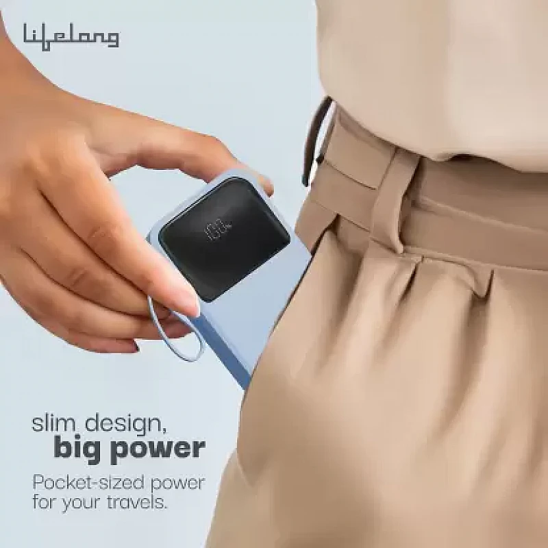 Lifelong 10000 mAh 22.5 W Compact Pocket Size Power Bank Blue Lifelong 10000 mAh 22.5 W Compact Pocket Size Power Bank Blue