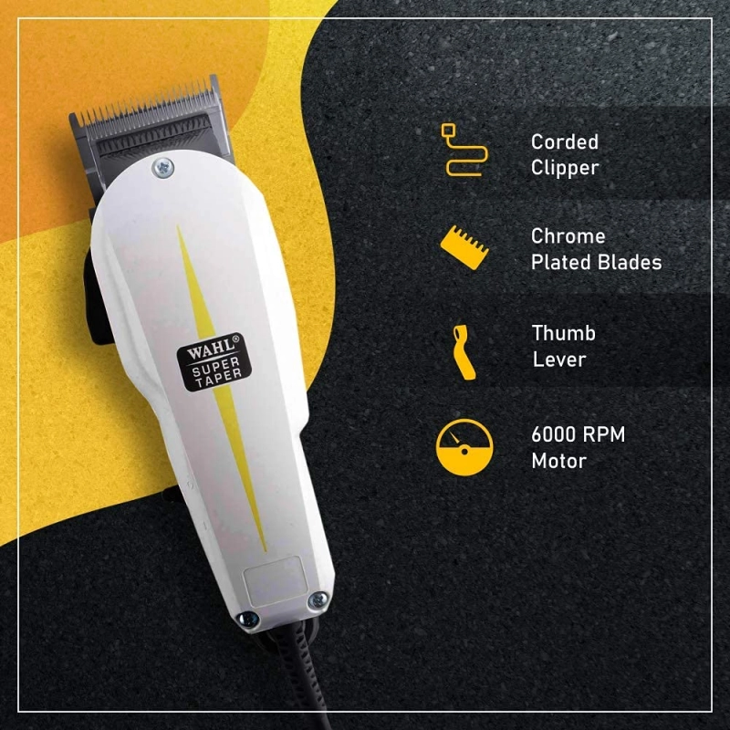Wahl 08466-424 Corded Super Taper Hair Clipper White Wahl 08466-424 Corded Super Taper Hair Clipper White