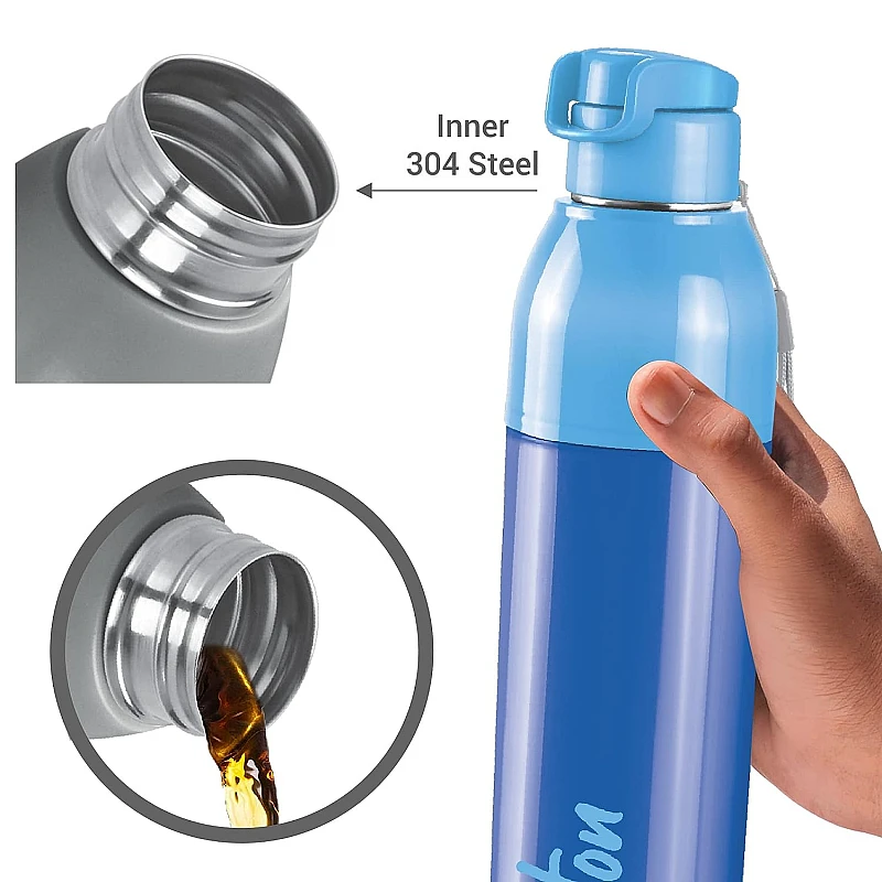 Milton Steel Convey 900 Insulated Inner Stainless Steel Water Bottle, 630 ml, Blue Milton Steel Convey 900 Insulated Inner Stainless Steel Water Bottle, 630 ml, Blue