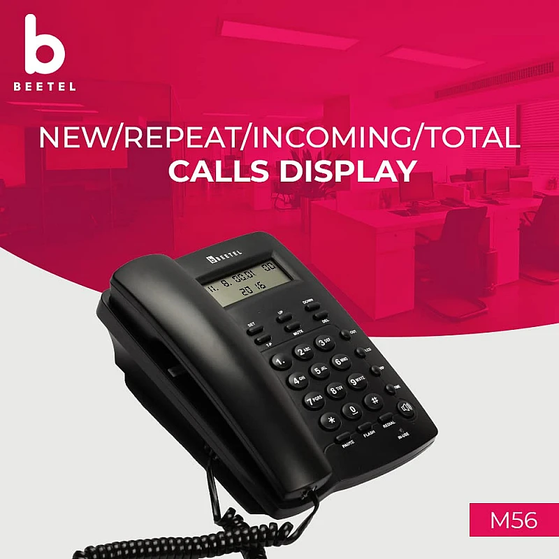 Beetel M56 Caller ID Corded Landline Phone with 16 Digit LCD Display Beetel M56 Caller ID Corded Landline Phone with 16 Digit LCD Display