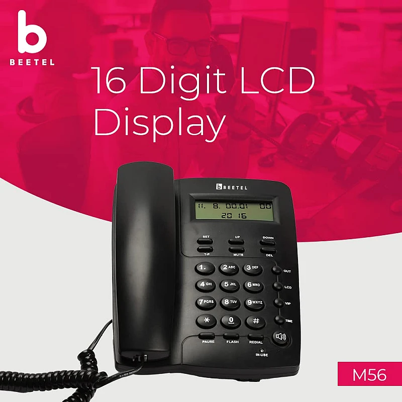 Beetel M56 Caller ID Corded Landline Phone with 16 Digit LCD Display Beetel M56 Caller ID Corded Landline Phone with 16 Digit LCD Display