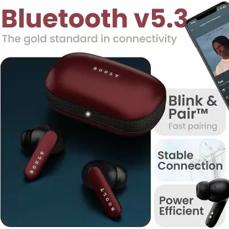 Boult Y1 Pro with Zen Quad Mic ENC, 60Hrs Battery, Fast Charging (Red, True Wireless) Boult Y1 Pro with Zen Quad Mic ENC, 60Hrs Battery, Fast Charging (Red, True Wireless)