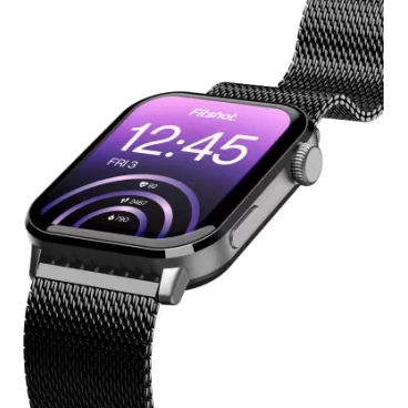 Fitshot Crystal 1.8inch AMOLED Display with bluetooth calling  (Black Strap Regular)