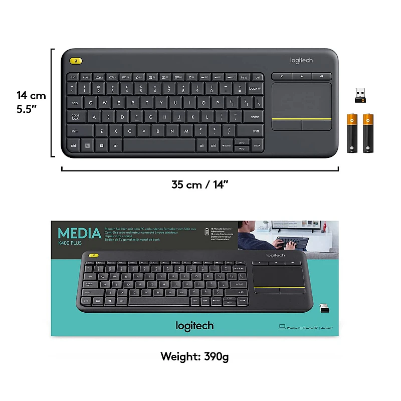 Logitech K400 Plus Wireless Livingroom Keyboard Black Logitech K400 Plus Wireless Livingroom Keyboard Black