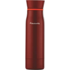 Butterfly Rapid Electric Kettle (1.5 L, Black) and H&O 500ML Flask (Terracotta Red)