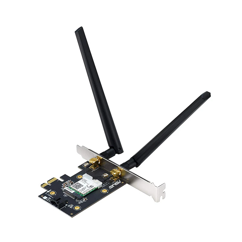 ASUS PCE-AX3000 Dual Band PCI-E WiFi 6 (802.11ax). Supporting 160MHz, Bluetooth 5.0, WPA3 Network Security ASUS PCE-AX3000 Dual Band PCI-E WiFi 6 (802.11ax). Supporting 160MHz, Bluetooth 5.0, WPA3 Network Security