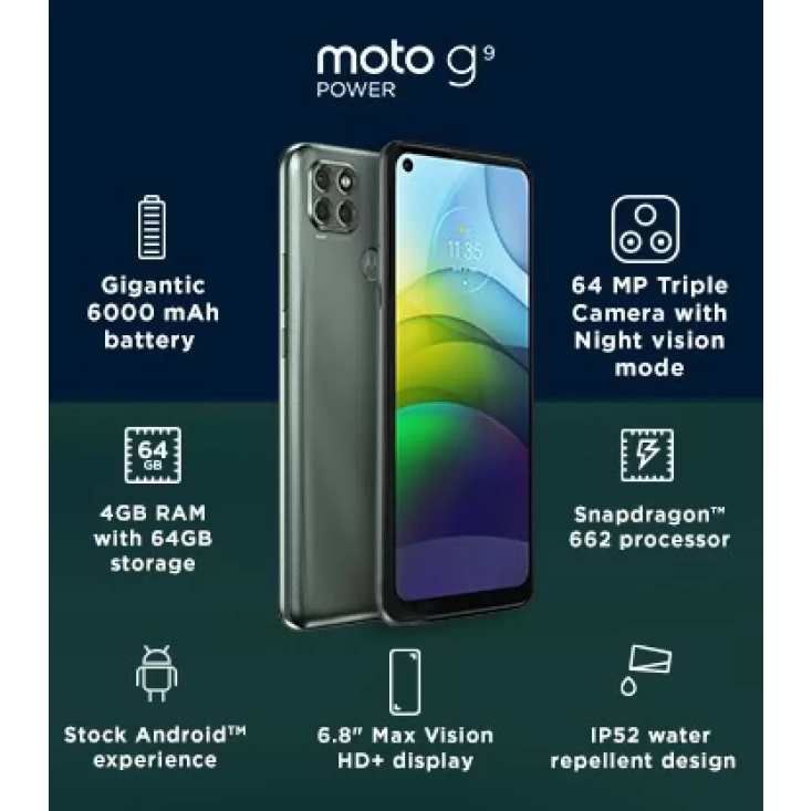 Motorola G9 Power Electric Violet, 4GB RAM, 64GB Storage (Refurb)