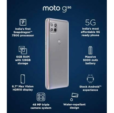 Motorola Moto G Frosted Silver, 6 GB RAM, 128 GB Storage Refurbished 