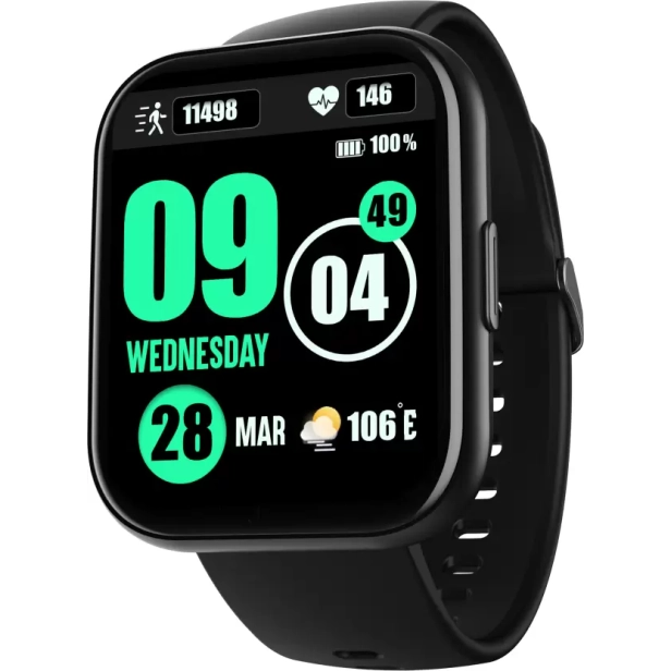 boAt Wave Neo Plus with 1.96" HD Display, BT Calling Smartwatch (Active Black Strap, Free Size)