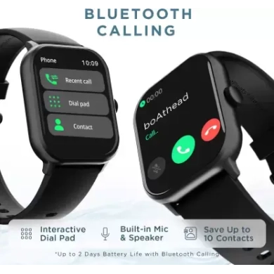 boAt Wave Infinity with 1.85" HD Screen, Functional  Calling Smartwatch  (Black Strap, Free Size)