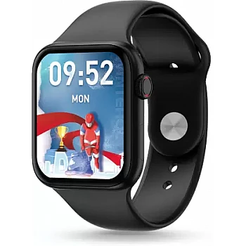 Pebble Frost 1.87'' BT Calling with 2.5D Curved HD Display, AI Voice Assisst Smartwatch Black