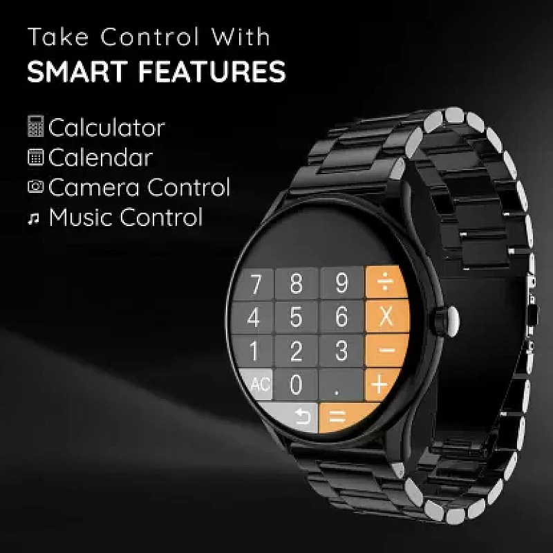 Pebble Cosmos Bold Pro 1.39" HD Display Luxury Metal Straps, BT Calling Voice Assistant Smartwatch (Black Strap, Free Size) Pebble Cosmos Bold Pro 1.39" HD Display Luxury Metal Straps, BT Calling Voice Assistant Smartwatch (Black Strap, Free Size)